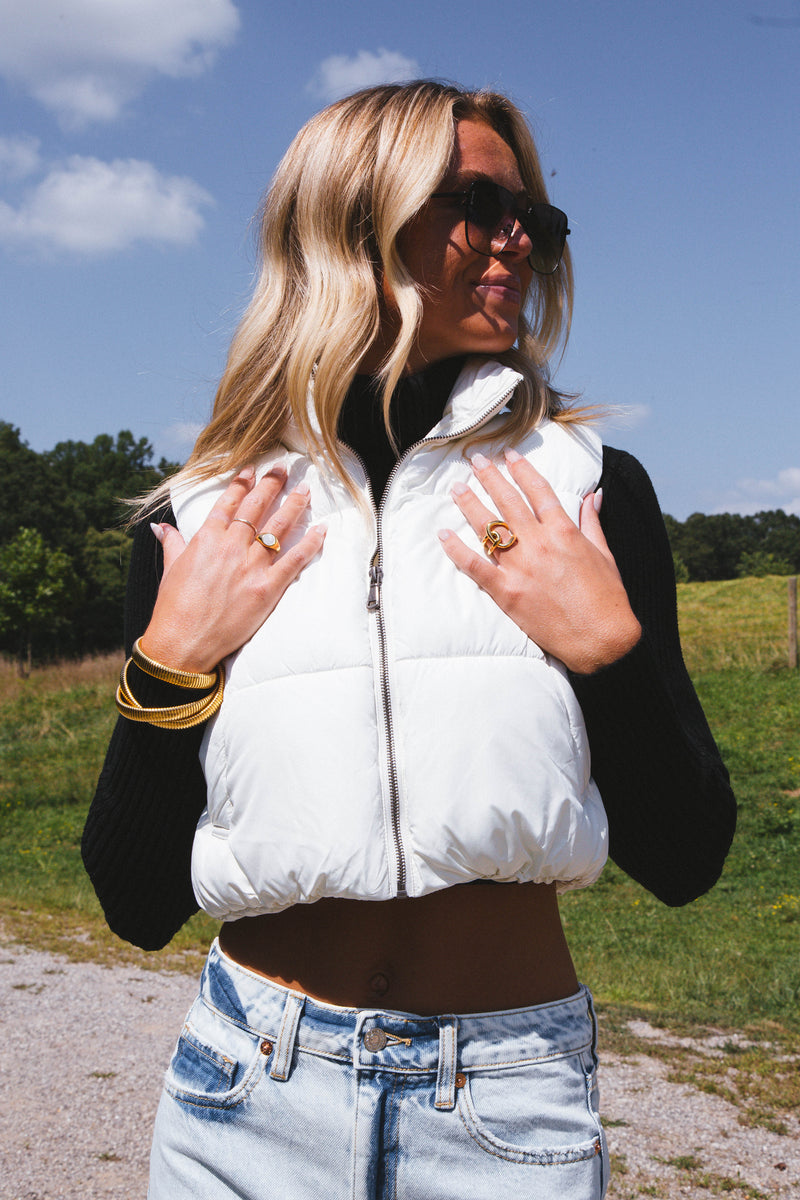 Ready To Roll Puffer Vest, Cream
