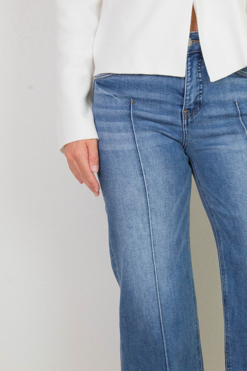 Mary Mid Rise Wide Leg Crop Jeans, Medium