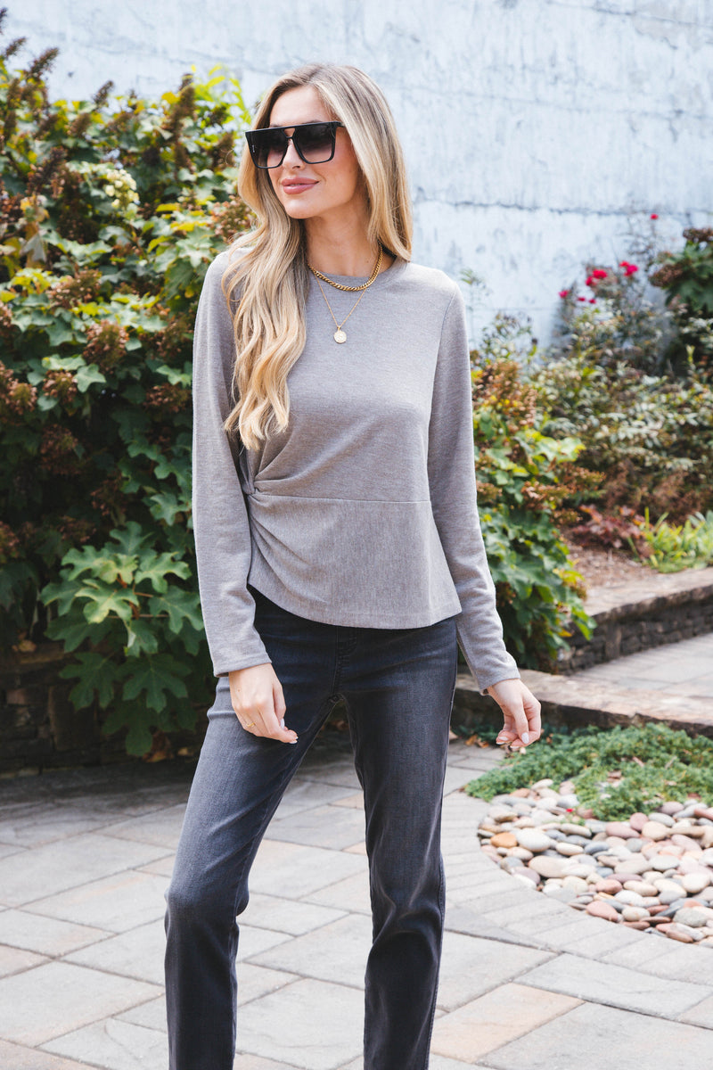 Knot Your Business Knit Top, Heather Canteen | Sanctuary
