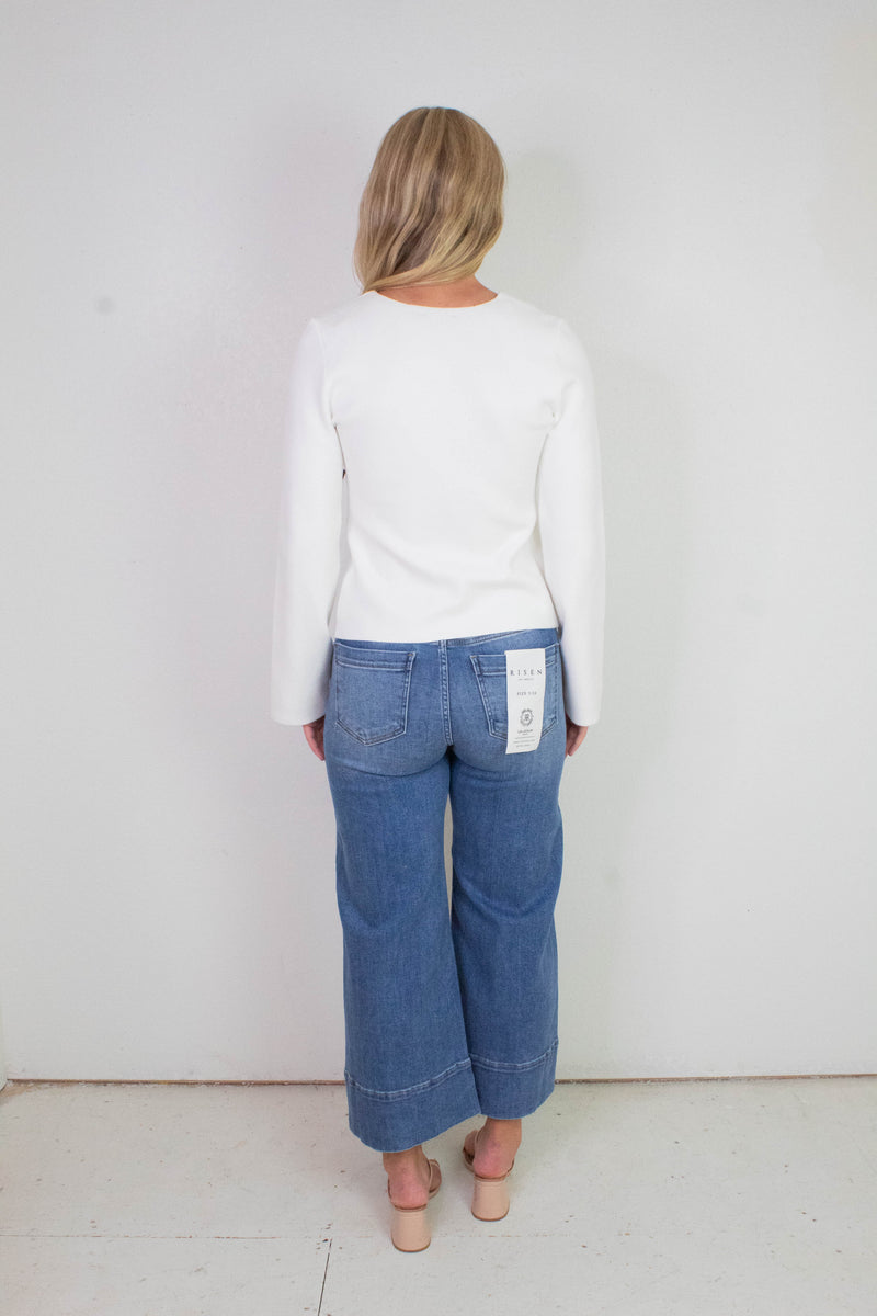 Mary Mid Rise Wide Leg Crop Jeans, Medium