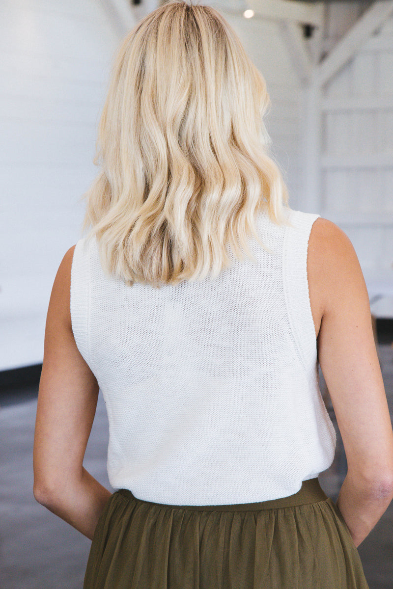 Keep It Easy Sleeveless Sweater, Milk | Sanctuary