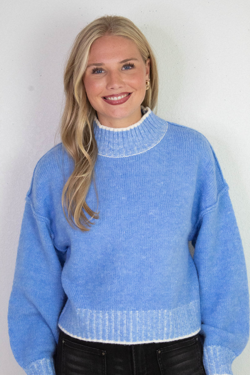 Alice Trim Detail Sweater, Blue
