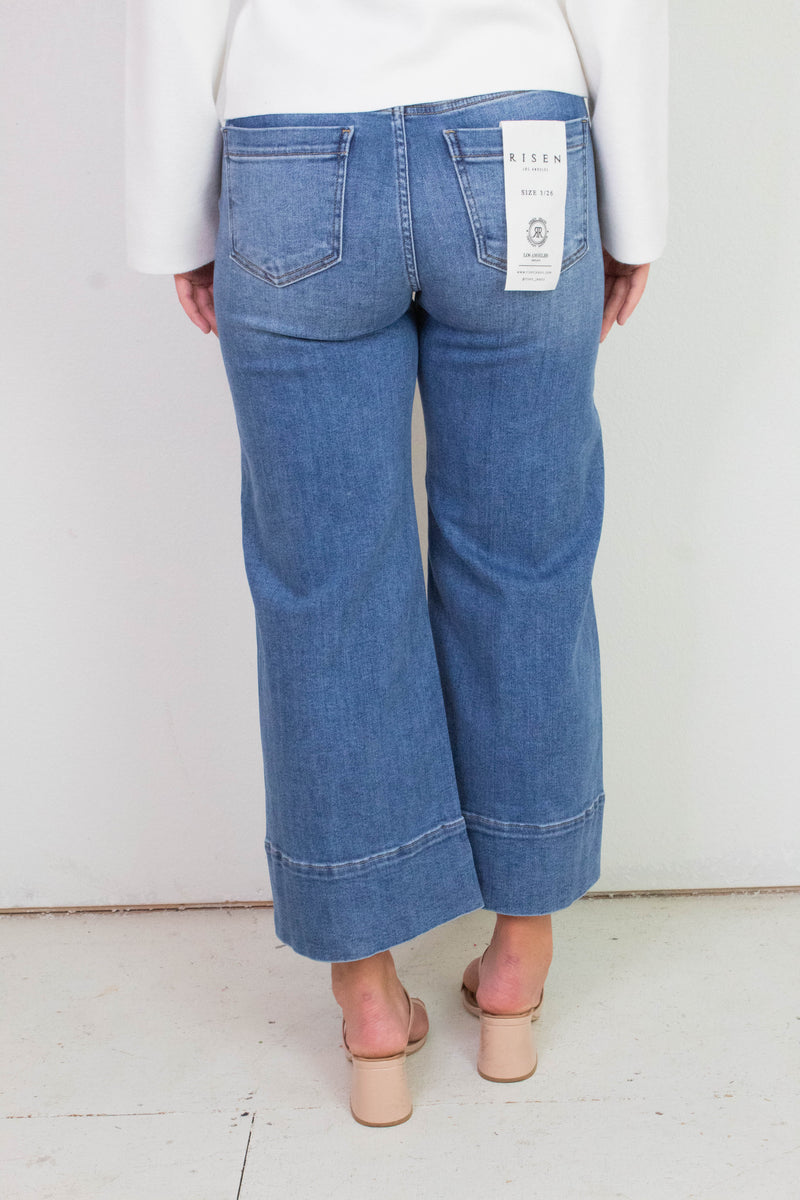 Mary Mid Rise Wide Leg Crop Jeans, Medium