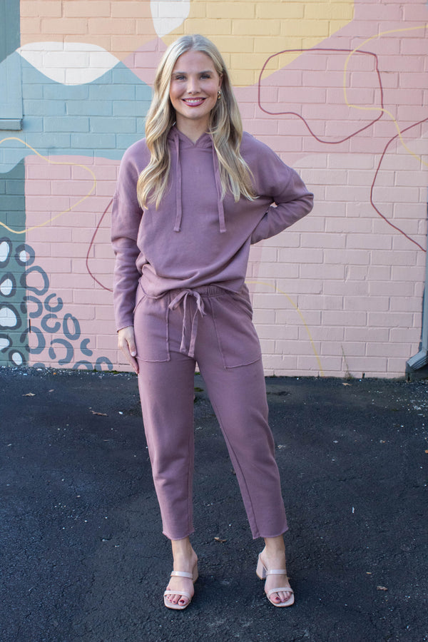Callie Tapered Lounge Pants, Rose Taupe