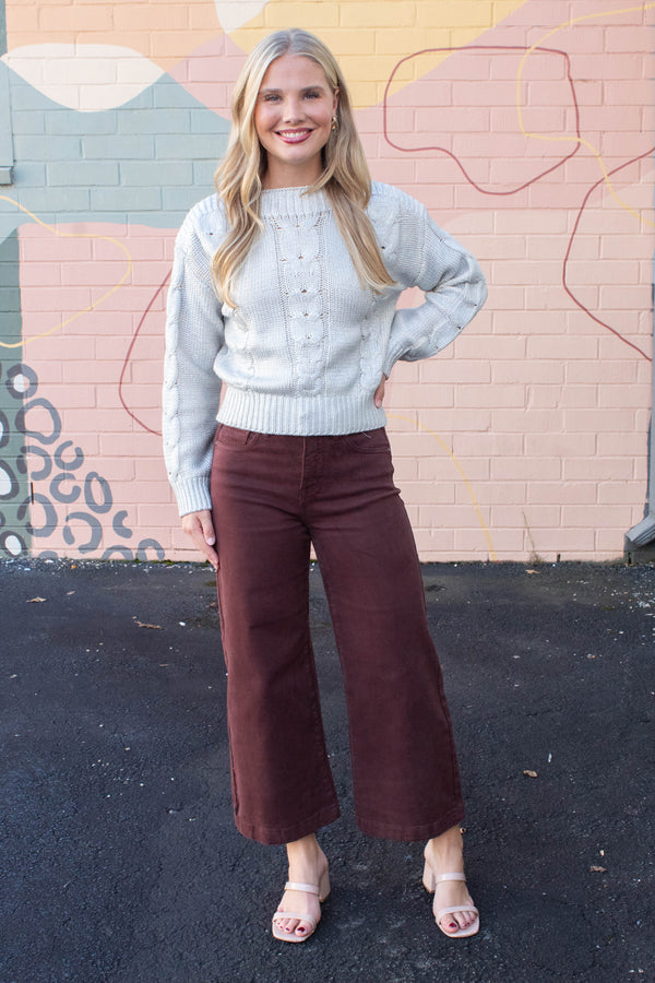 Debbi Cable Knit Sweater, Antique | Steve Madden