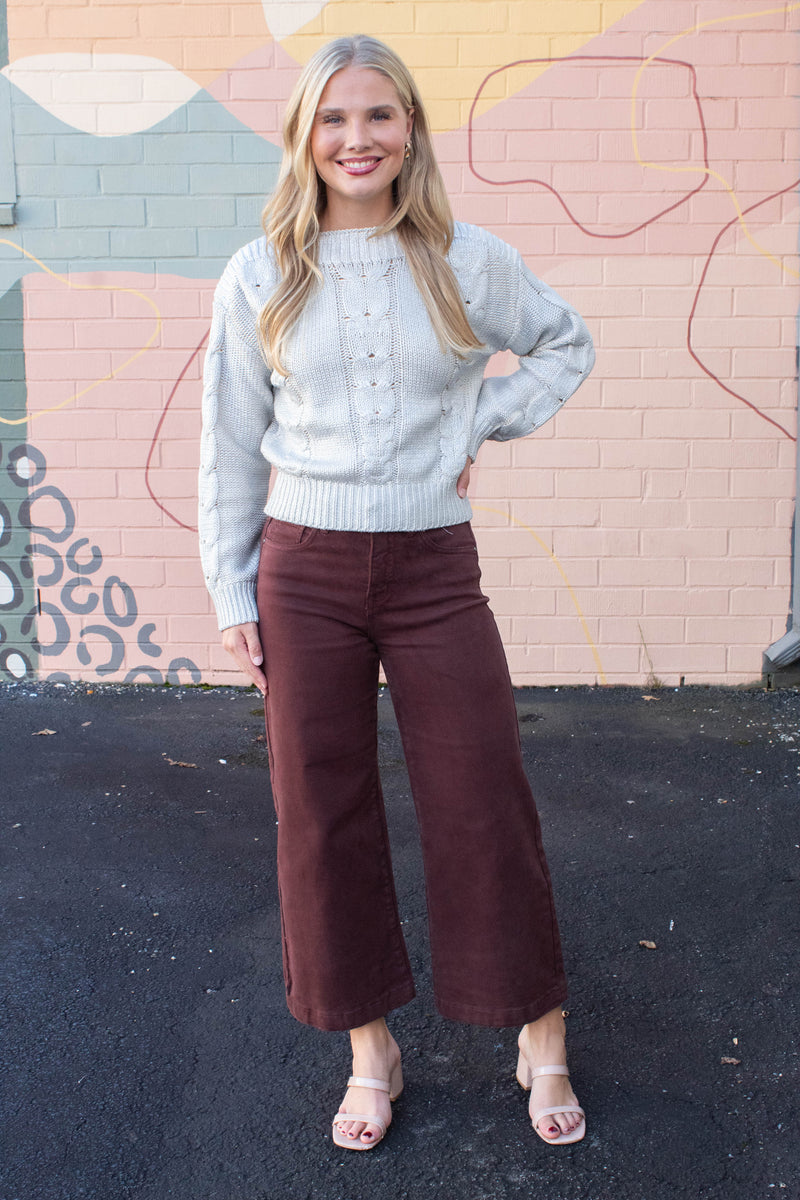 Debbi Cable Knit Sweater, Antique | Steve Madden