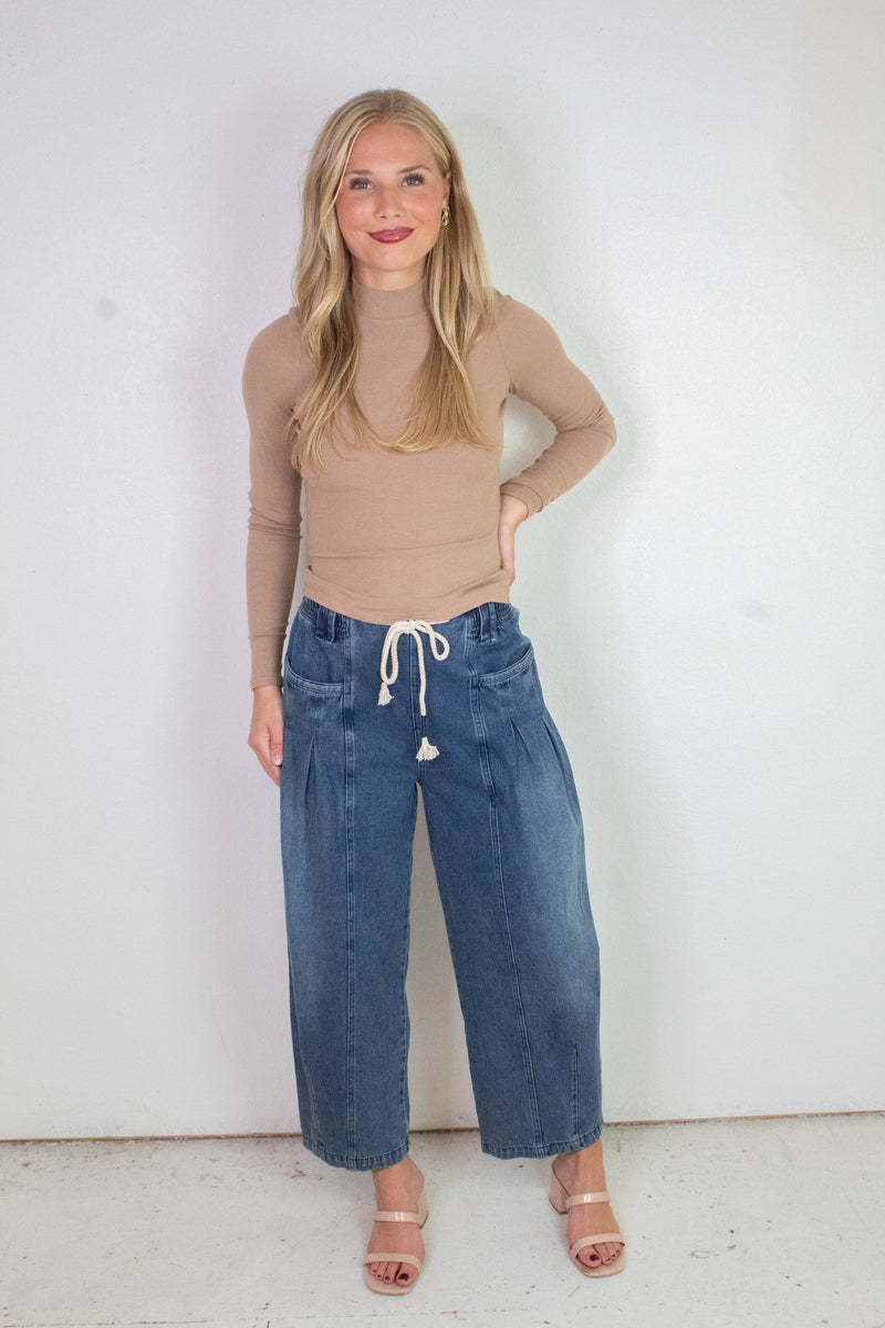 Ronan Mock Neck Top, Oak | Sadie & Sage
