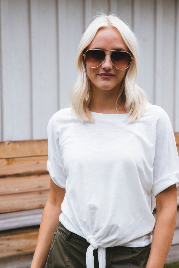 All Day Tie Tee, White | Sanctuary