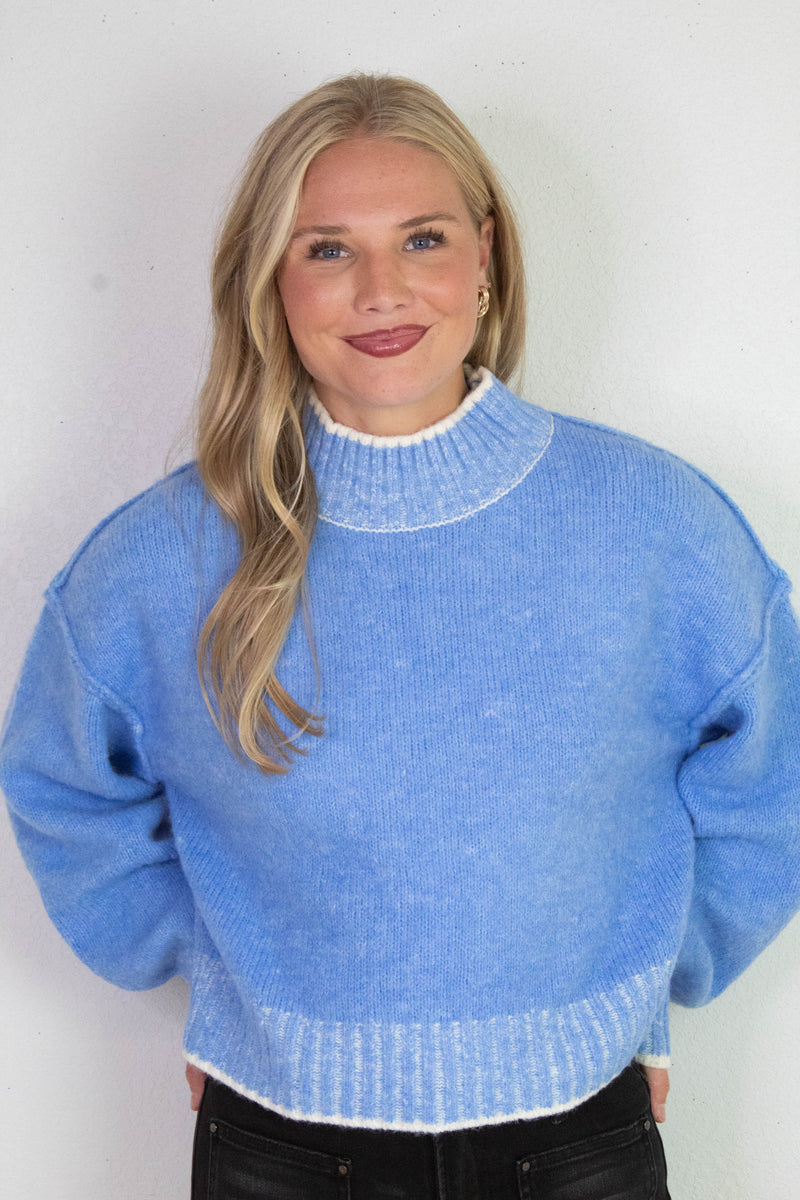 Alice Trim Detail Sweater, Blue
