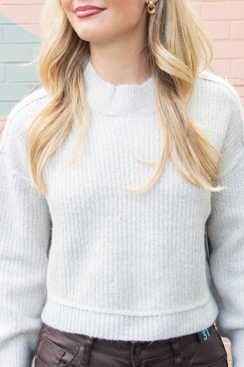 Sumire Crewneck Pullover Sweater, Natural Mix | RD Style