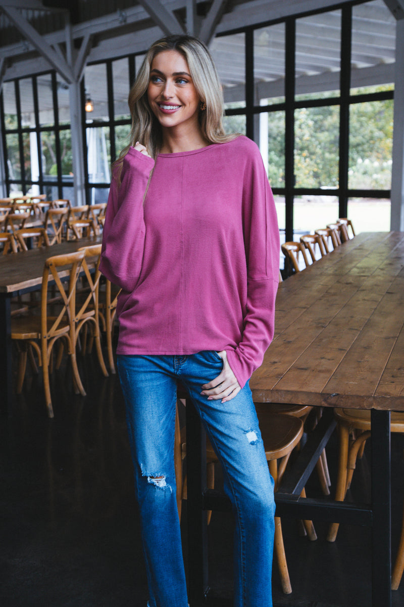 Sadie Oversized Soft Knit Top, Rose