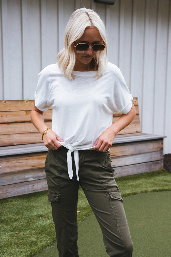 All Day Tie Tee, White | Sanctuary