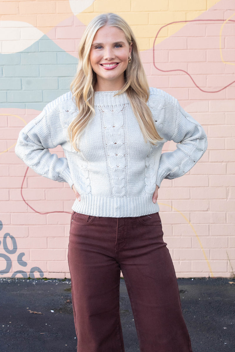 Debbi Cable Knit Sweater, Antique | Steve Madden