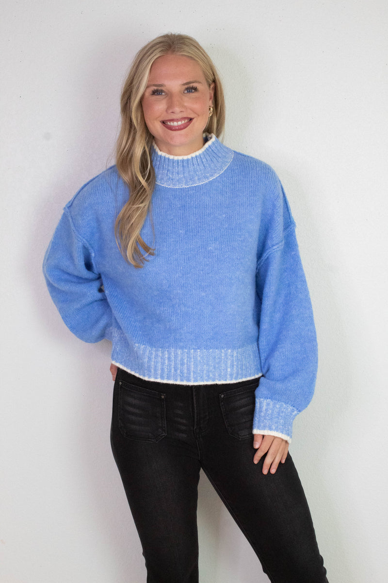 Alice Trim Detail Sweater, Blue