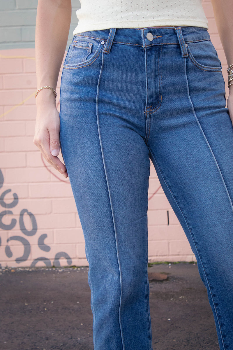 Melba Straight Wide Cuffed Jeans, Medium