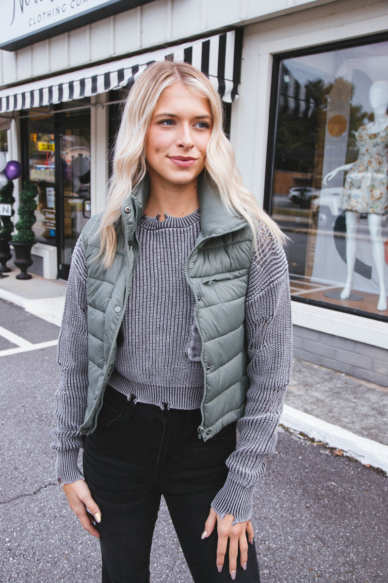 Perdita Puff Vest, Evergreen