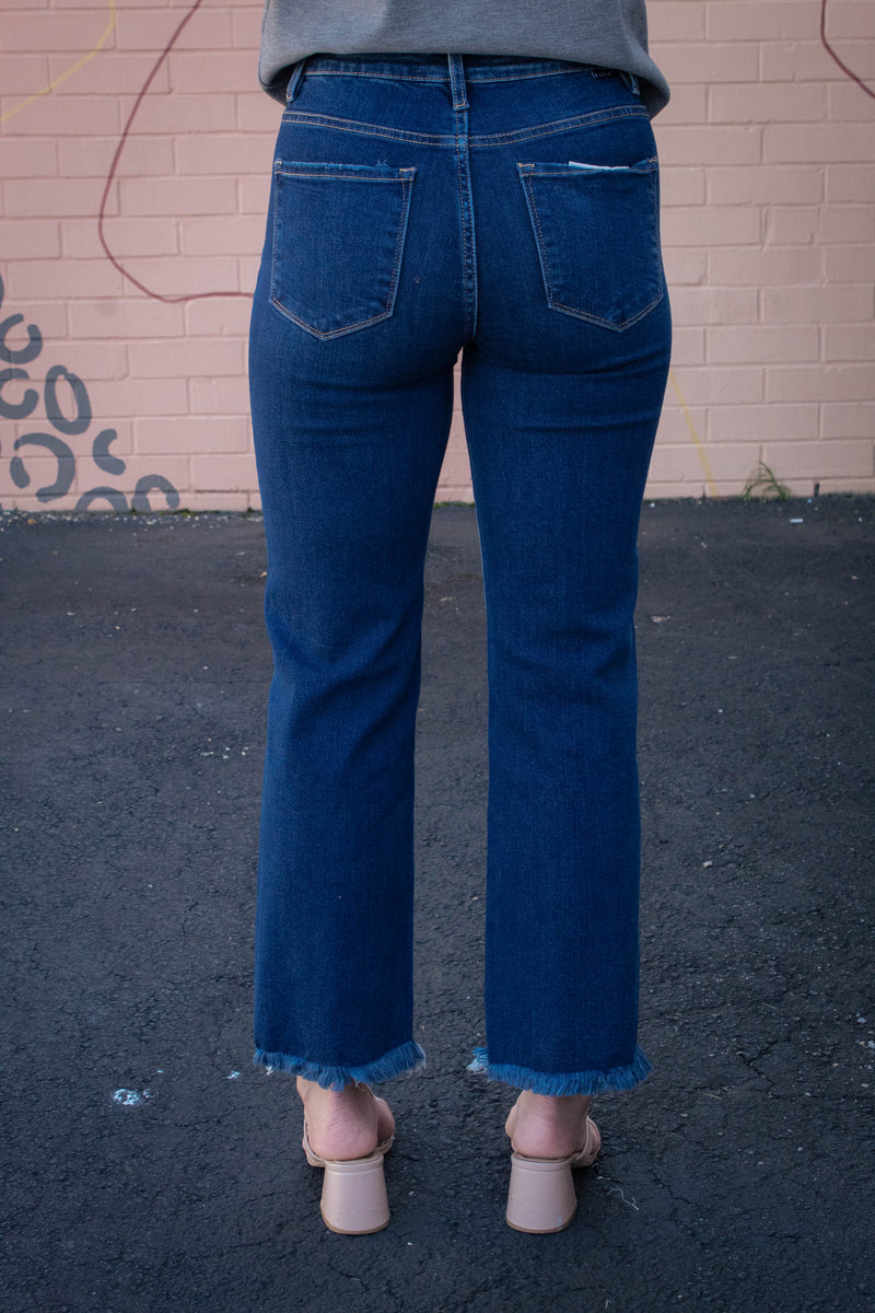 Freya High Rise Ankle Straight Jeans, Dark