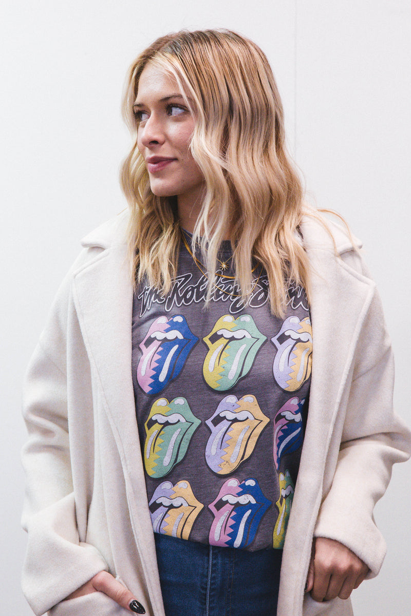 The Rolling Stones Burnout Tee, Steel Grey | Recycled Karma
