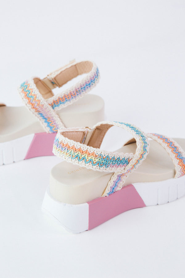 Egan Crochet Platform Sandal, Pink Multi | Chinese Laundry