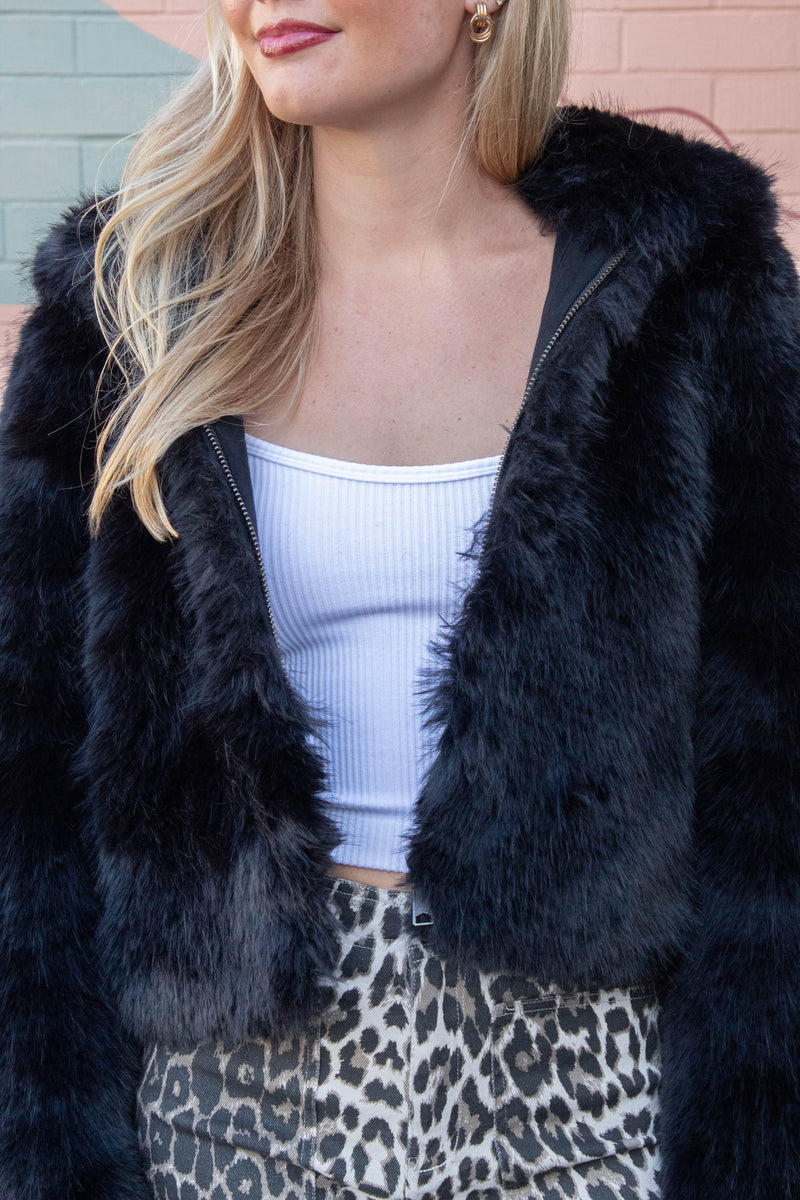 Louder Please Fur Jacket, Black | Free People