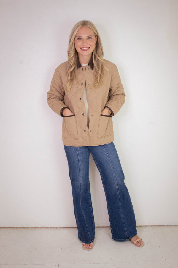 Cleo Quilted Puffer Work Jacket, Khaki