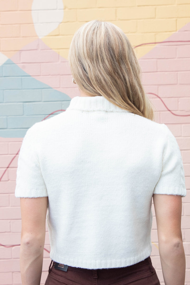 Sharee Mock Neck Pullover Sweater, Winter White | RD Style
