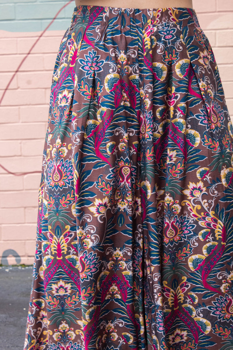 Ariah Printed Elastic Waist Pants, Caramel Mix
