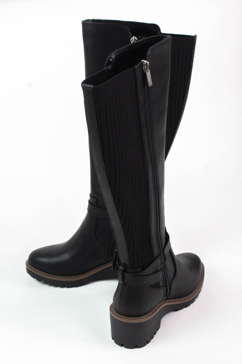 Zone Tall Knit Back Boot, Black