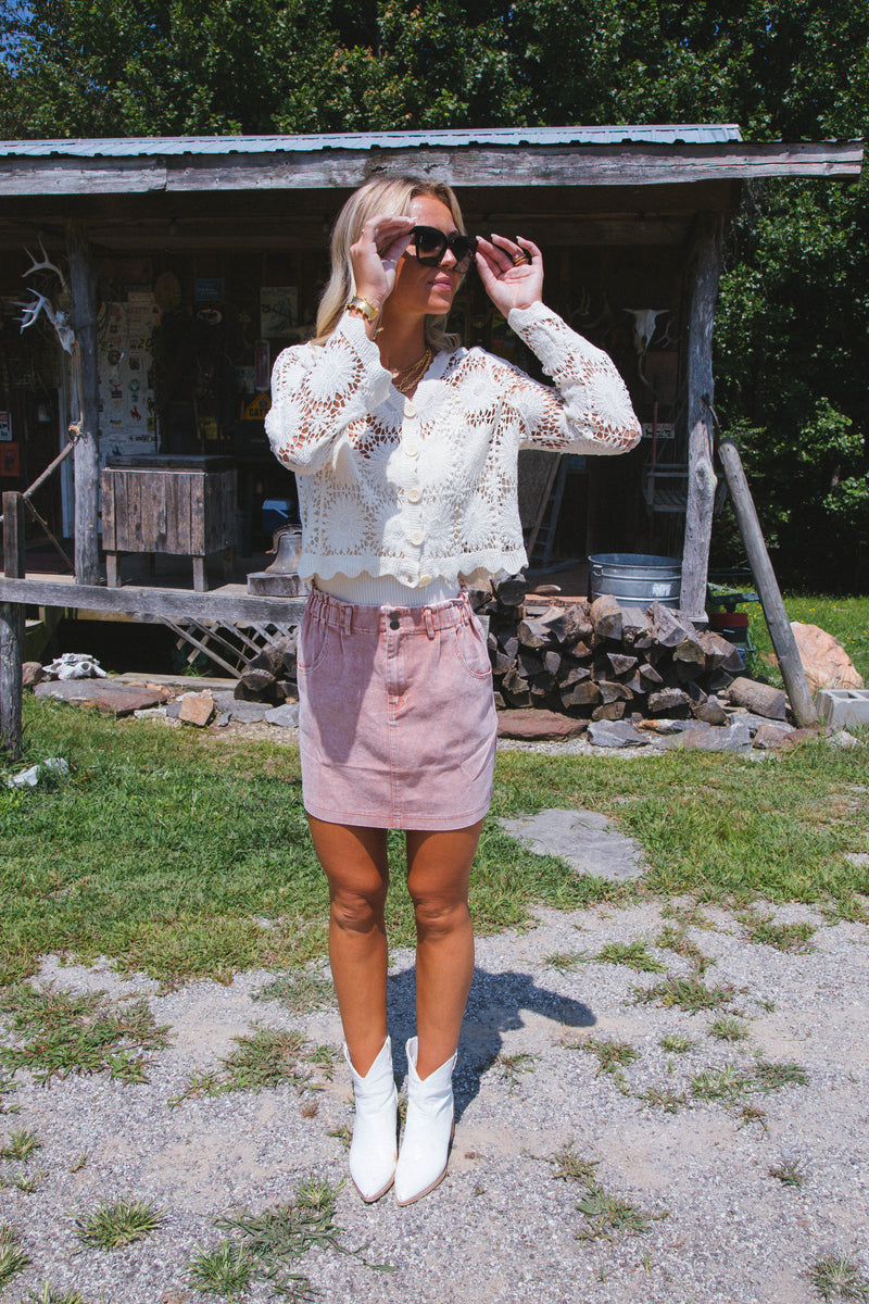 It Girl Paperbag Mini Skirt, Rust