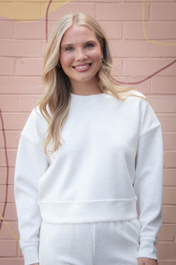 Lucie Short Pullover, Ivory Melange | RD Style