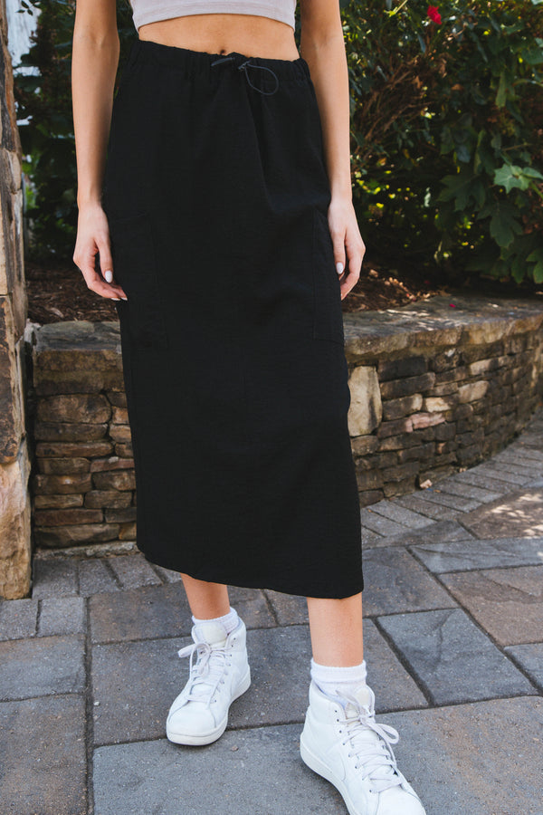 Dare to Dream Cargo Midi Skirt, Black