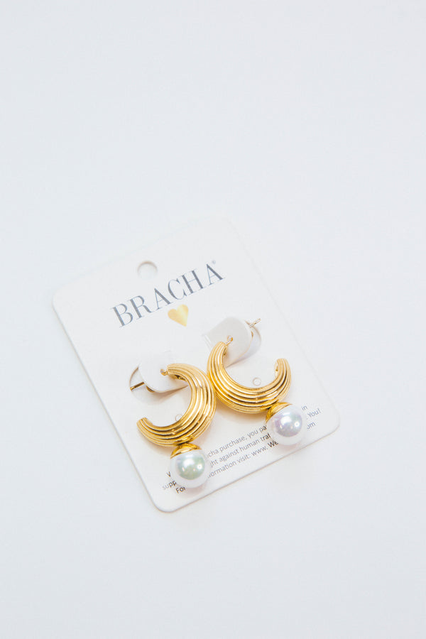 Lana Pearl Earrings, Gold | BRACHA