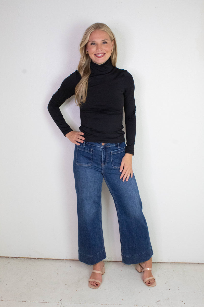Teresa Turtle Neck Top, Black | RD Style