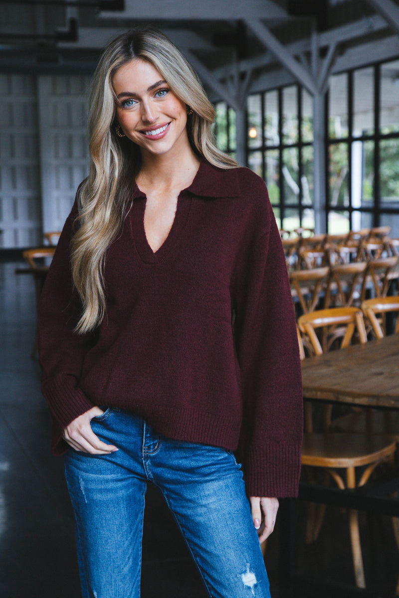 Johnny Collared Sweater, Sugar Plum | Sanctuary