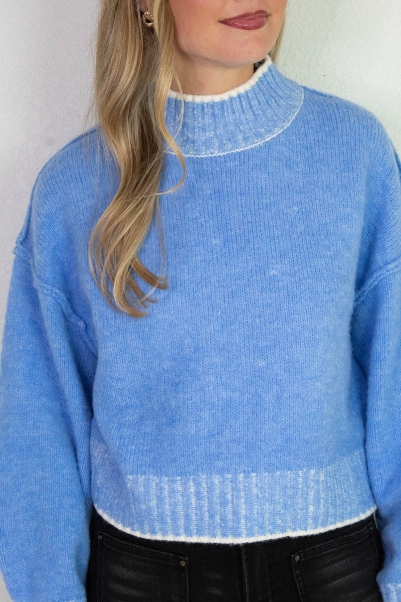 Alice Trim Detail Sweater, Blue