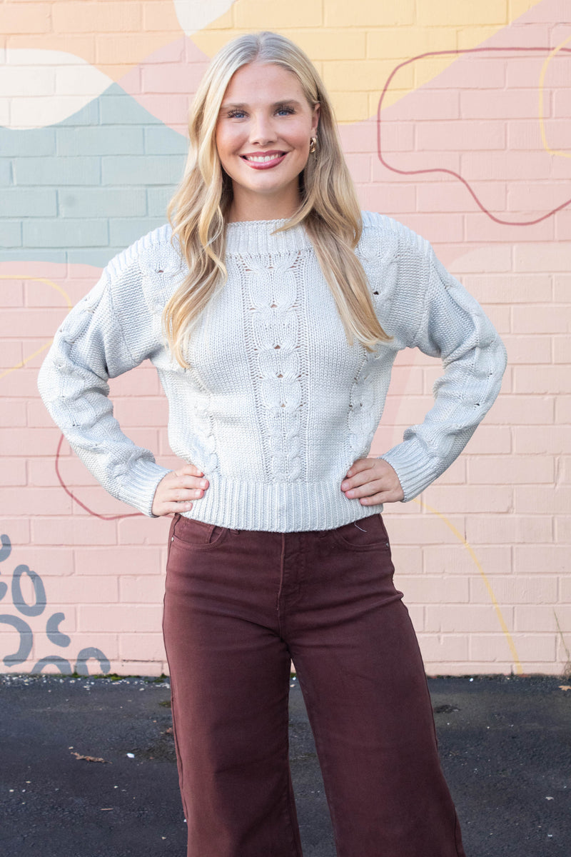 Debbi Cable Knit Sweater, Antique | Steve Madden