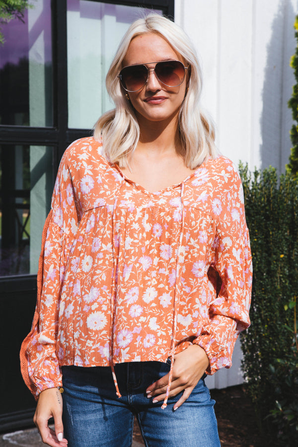 With Love Peasant Top, Ginger Multi | Sadie & Sage
