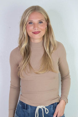 Ronan Mock Neck Top, Oak | Sadie & Sage