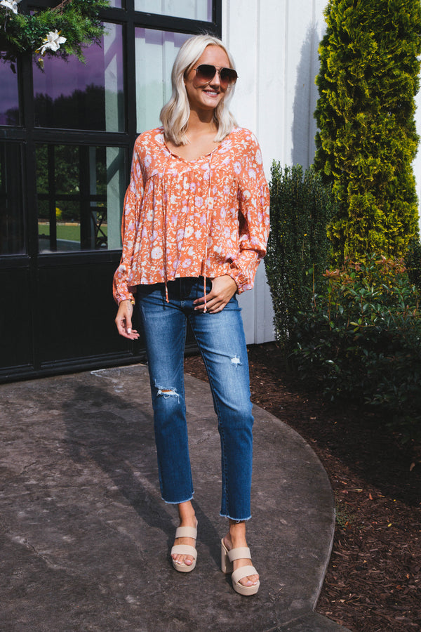 With Love Peasant Top, Ginger Multi | Sadie & Sage