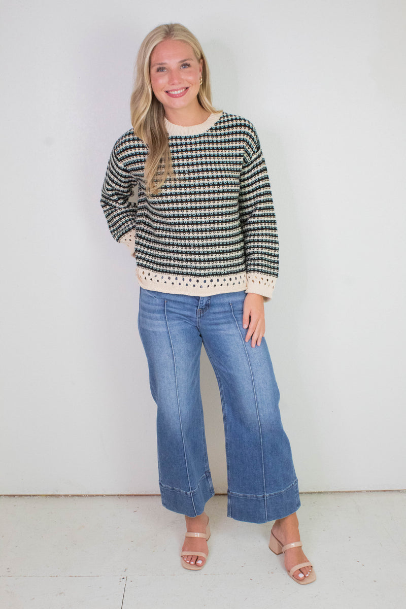 Mary Mid Rise Wide Leg Crop Jeans, Medium