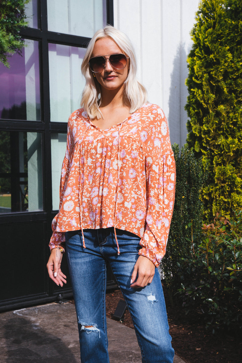 With Love Peasant Top, Ginger Multi | Sadie & Sage