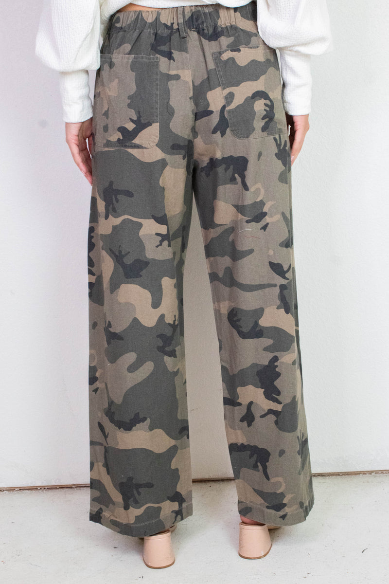 Rosalia Front Tie Woven Pant, Camo