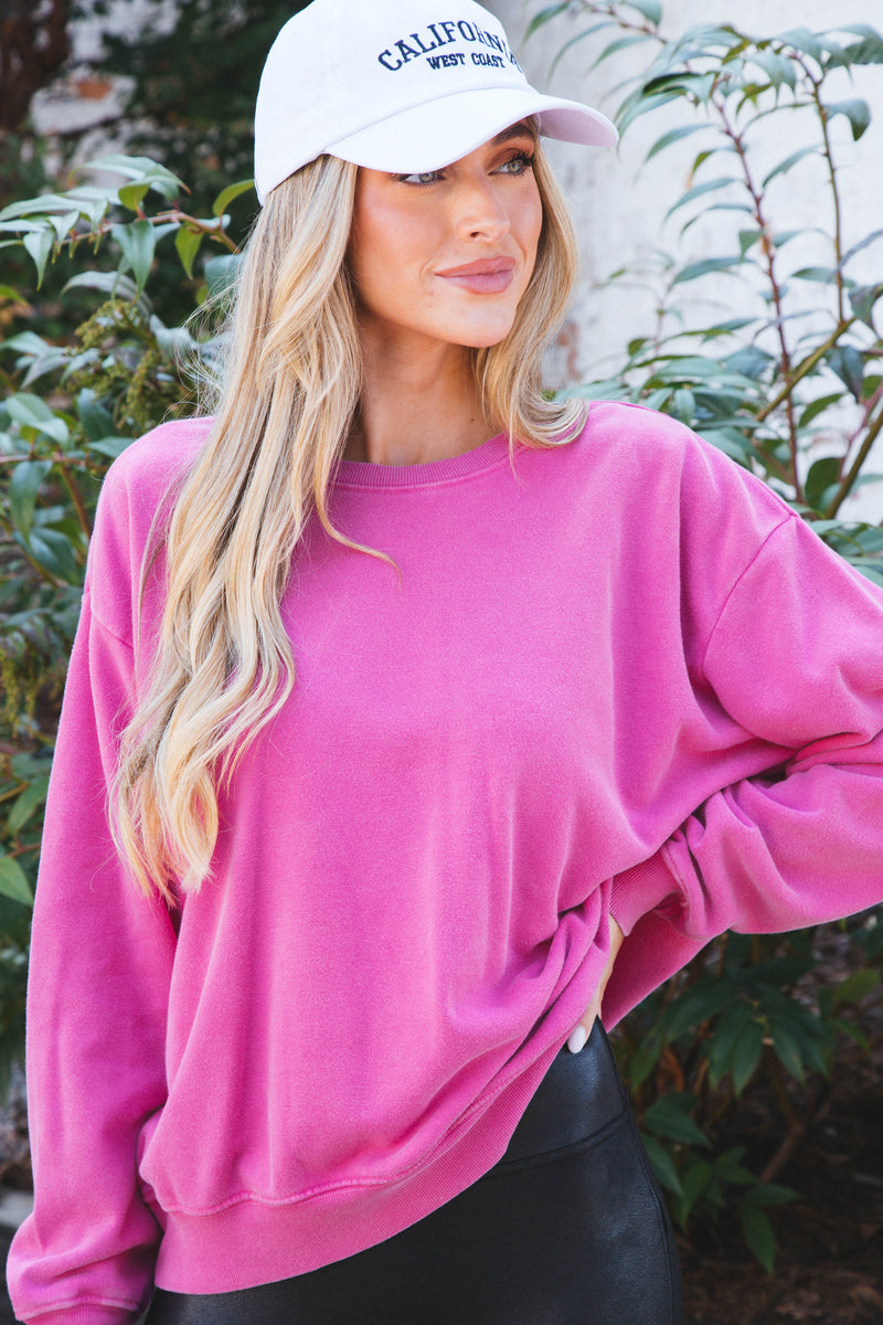 Cacia Crew Neck Sweatshirt, Fuchsia