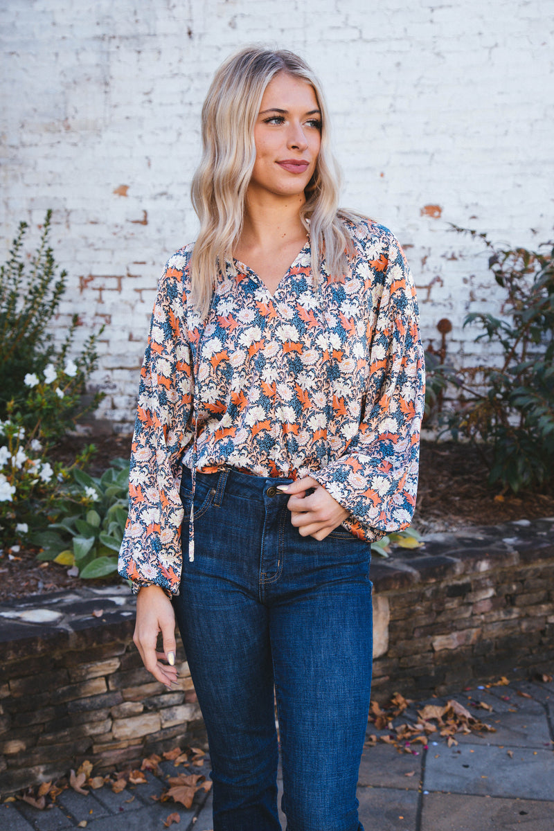 Aurelia Printed Blouse, Rust