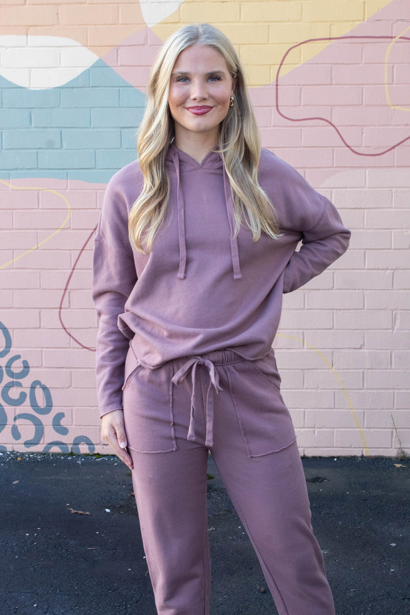 Callie Tapered Lounge Pants, Rose Taupe