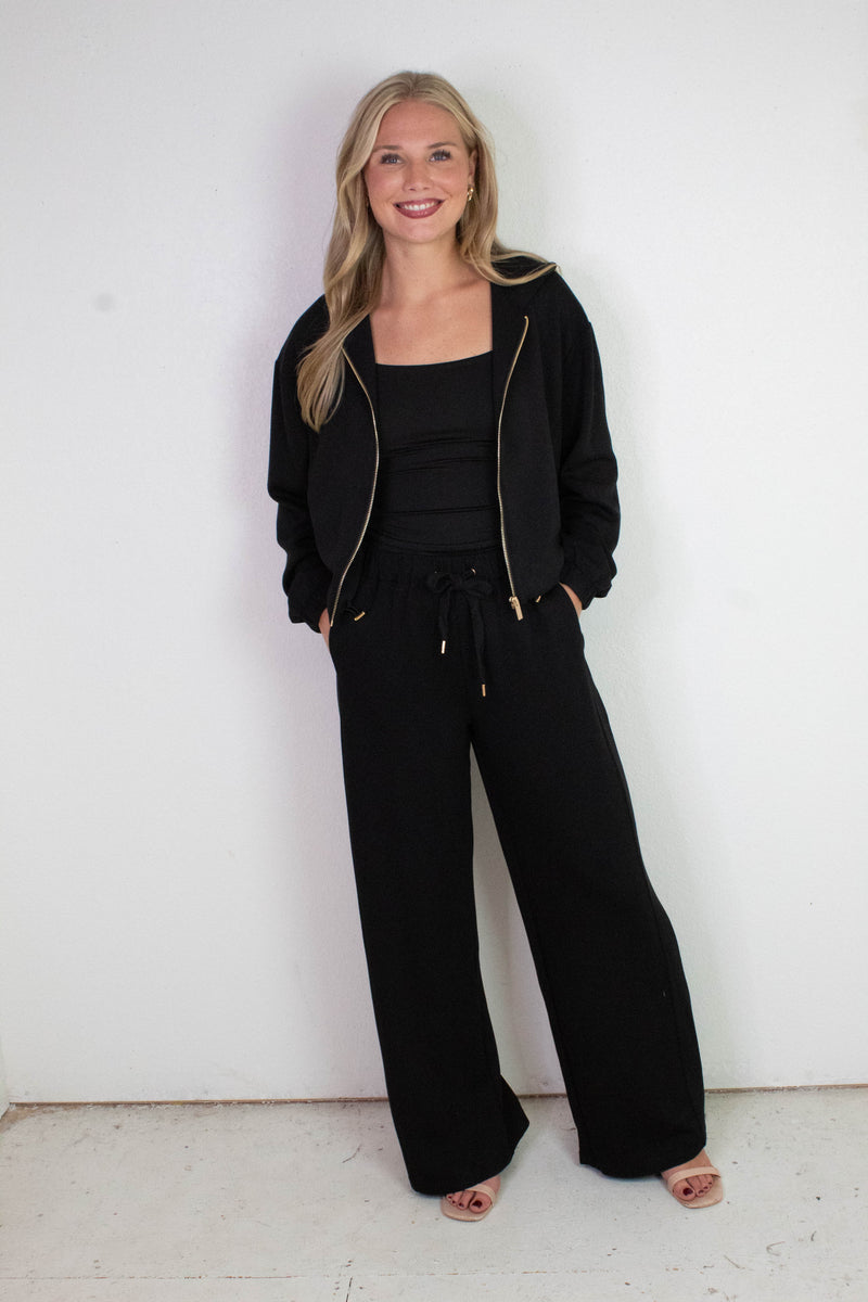 Gianna Wide Leg Pants, Black