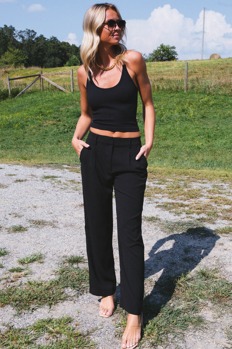 Annabelle Wide Leg Dress Pants, Black