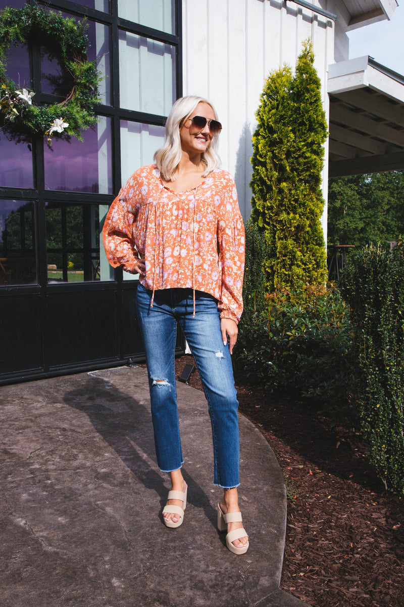 With Love Peasant Top, Ginger Multi | Sadie & Sage