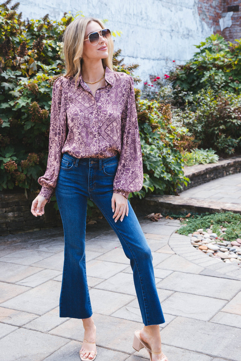 Celena Cropped Flare Jeans, Dark Denim