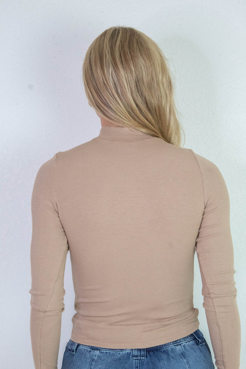 Ronan Mock Neck Top, Oak | Sadie & Sage
